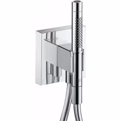 Set doccia a parete con supporto include rosette metalliche, doccetta a mano con saliscendi con 2 tipi di getto flessibile do ...