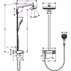 Hansgrohe Raindance Select E sistema di doccia Cromo, Bianco