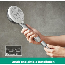 Hansgrohe - Crometta 100 - Doccetta per doccia a risparmio idrico 9 l/min (EcoSmart), Doccino con 4 getti, Soffione doccia rotondo (⌀ 100 mm) con