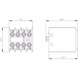 Siemens 3RH2916-1FA22Hilfsschalterblock, 2 S+ 2 OE - Vista aggiuntiva 3