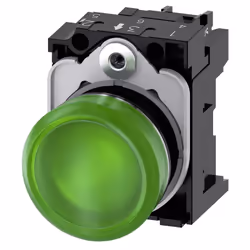 Indicatore/pulsante luminoso verde Siemens, con le seguenti caratteristiche: Tensione di alimentazione della sorgente luminos ...