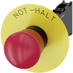 Siemens Not-Halt-Pilzdrucktaster 22mm rund rot Beschriftung Not-Halt 1S+1OE