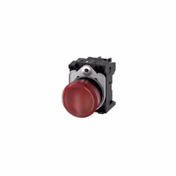 Indicatori luminosi, 22 mm, tondi, in plastica, rossi, con lente, lisci, con supporto, modulo LED, con LED integrato 24 V AC/ ...