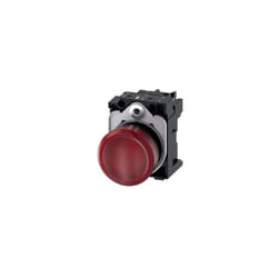 Indicatori luminosi, 22 mm, tondi, in plastica, rossi, con lente, lisci, con supporto, modulo LED, con LED integrato 24 V AC/DC, morsetto a vite