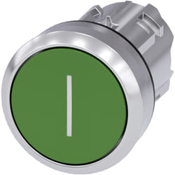 Siemens 3SU10500AB400AC0 3SU1050-0AB40-0AC0 Drucktaster Frontring Metall, Hochglanz, rund Knopf Silber, Grün 1 St.