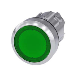 Pulsante Luminoso, 22 mm, tondo, in metallo, lucido, verde, a pulsante, piatto, a contatto momentaneo Siemens 3SU10510AB400AA0
