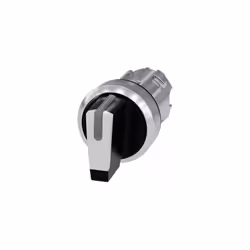 Selettore, illuminabile, 22 mm, tondo, in metallo, lucido, bianco, selettore, corto, 3 posizioni di commutazione IO-II, a sca ...