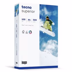 inapa-tecno tecno Superior 100g 210x297 R, Universale, A4 (210x297 mm), 500 fogli, Bianco, 107 µm, 94%