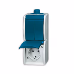 Busch-Jaeger 2601/5/20EW-53-503, CEE 7/3, 2P+E, Blu, Bianco, IP44, CE, 250 V