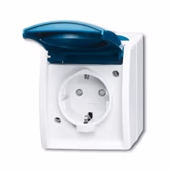 Busch-Jaeger 2083-0-0842, CEE 7/3, 2P+E, Blu, Bianco, IP44, 250 V, 16 A