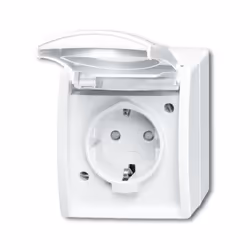 Busch-Jaeger 20 EBW-54, CEE 7/3, 2P+E, Bianco, IP44, 250 V, 16 A
