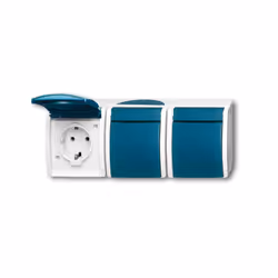 Busch-Jaeger 2300/3 EW-53, CEE 7/3, 2P+E, Blu, Bianco, IP44, 250 V, 16 A