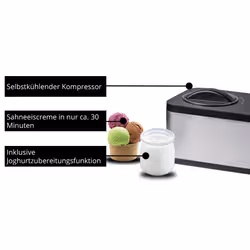 Unold 48826 Eismaschine & Joghurtbereiter EVA Gelatiera compressore 1,5 L 120 W Nero, Acciaio inox - Vista aggiuntiva 4