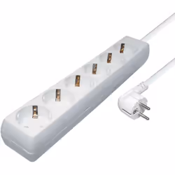 Transmedia NV4-10WL - Ciabatta elettrica a 6 prese, con 6 prese di contatto, lunghezza: 10 m, colore: Bianco