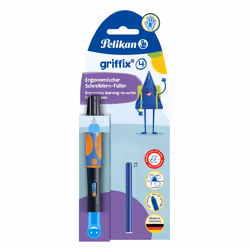 Pelikan griffix, Nero, Sistema di riempimento della cartuccia, Blu, Plastica, Acciaio inox, Polarizzato a destra