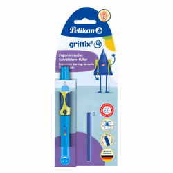 Pelikan griffix, Blu, Sistema di riempimento della cartuccia, Blu, Plastica, Acciaio inox, Mancino