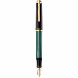 Pelikan M600, Nero, Oro, Verde, Sistema di riempimento integrato, Oro, Pennino per corsivo, Oro/rodio, Medio