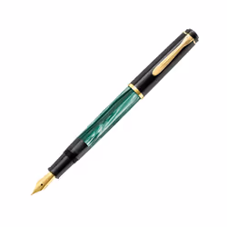 Pelikan 984187, Verde, Color marmo, Sistema di riempimento della cartuccia, Pennino per corsivo, Oro, Fine, Ambidestro