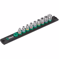 Set di 9 bussole Zyklop 1/4" WERA Nuss-Magnetleiste A Imperial 1 - Il meccanismo di rotazione agevole garantisce una tenuta s ...