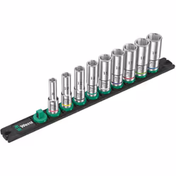 Set di 9 bussole lunghe Zyklop 3/8" WERA Nuss-Magnetleiste B Deep 1 - Il meccanismo di rotazione agevole garantisce una tenut ...