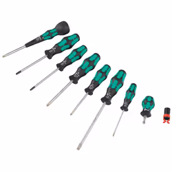 Set di 8 cacciaviti Ball-Grip WERA 9528 - Impugnatura Kraftform Plus multicomponente per lavorare in maniera rapida ed ergono ...