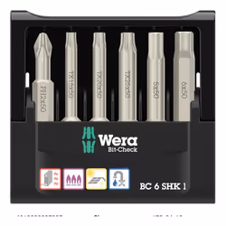Wera 05073631001, 6 pz, Phillips, Torx Plus, PH 1, TX15, TX20, TX25, 1x 5 x 50 mm 1x 6 x 50 mm, 94 g