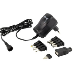 1201-0005 Alimentatore a spina regolabile 3 v/dc, 4.5 v/dc, 5 v/dc, 6 v/dc, 7.5 v/dc, 9 v/dc, 12 v/dc 300 mA 3.6 - Hycell