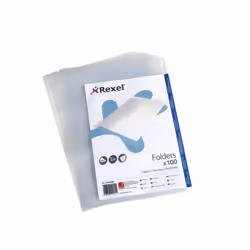 Rexel Busta ad L A4 Goffrata - Trasparente (100), 210 x 297 mm (A4), Trasparente, Polipropilene (PP), 221 mm, 312 mm, 25 mm