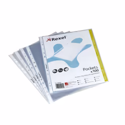Rexel Buste a Perforazione Universale A4 Goffrate - Lisce (100), Legale, Trasparente, Polipropilene (PP), Ritratto, 0,08 mm,  ...