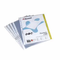 Rexel Buste a Perforazione Universale A5 Goffrate - Lisce (100), Trasparente, 175 mm, 225 mm, 25 mm