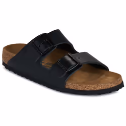 Sandalo unisex in pelle nera di alta qualità, modello Arizona Sretta di Birkenstock.