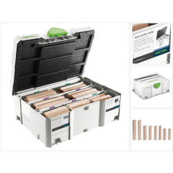 Domino xl Sort. ds/xl D12/D14 Tassello Faggio 128 pz. bu in un contenitore ( 498205 ) - Festool