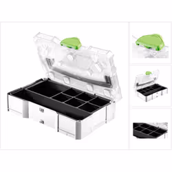 Contenuto della confezione: - 1x Festool MINI-Systainer T-LOC SYS MINI 1 TL TRA UNI - 1x Inserto universale - 1x Coperchio tr ...