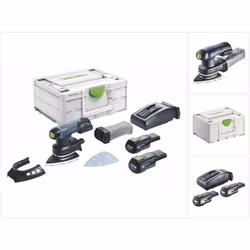 Contenuto della consegna: - 1x levigatrice Delta a batteria Festool DTSC 400 - 1x tampone di levigatura StickFix SSH-STF DELT ...