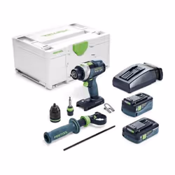 Festool Trapano avvitatore con percussione a batteria TPC 18/4 5,0/4,0 I-Plus QUADRIVE - 577651 Potenza pura, dosata in 4 vel ...
