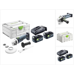 Agc 18-125 5,0 EBI-Plus Smerigliatrice angolare a batteria 18 v 125 mm Brushless ( 577700 ) + 2x batteria 5,0 Ah + caricatore + Systainer - Festool