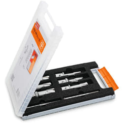 FEIN Set di accessori Best of frese a corona QuickIN, 6 Punte Trapano a Corona e 2 Perni di Centraggio, Profondità di Taglio 35 mm, Valigetta