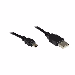 Alcasa USB A - USB mini B, m - m, 3m, 3 m, USB A, Mini-USB B, USB 2.0, Maschio/Maschio, Nero, Metallico