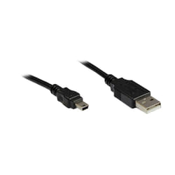 Alcasa USB A - USB mini B, m - m, 3m cavo USB USB 2.0 Mini-USB B Nero, Metallico