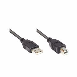 Alcasa 2510-025OFS, 0,25 m, USB A, USB B, USB 2.0, Maschio/Maschio, Nero