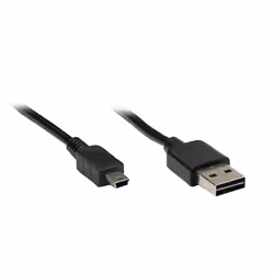 Alcasa USB 2.0 A/mini, 5m, 5 m, USB A, Mini-USB A, USB 2.0, Maschio/Maschio, Nero