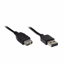 Alcasa 2511-EU01, 1 m, USB A, USB A, USB 2.0, Maschio/Femmina, Nero