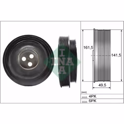Diametro esterno 1 [mm]: 141,50. Diametro esterno [mm]: 161,50. Indice: 544 0166 10. Larghezza [mm]: 49,50. Numero del Produt ...