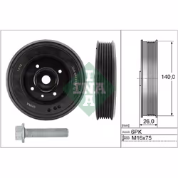 Diametro [mm]: 140,00. Indice: 544 0158 20. Larghezza [mm]: 26,00. Numero del Produttore: 544 0158 20. N° di scanalature: 6.  ...