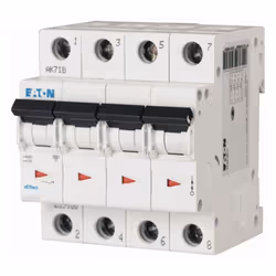 Interruttore magnetotermico Eaton, 4 moduli, attacco DIN (universale per qualsiasi centralino in commercio), poli 4P, 20 ampe ...