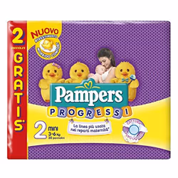 Pampers Progressi, Bambino/Bambina, 3 kg, 6 kg, Multicolore, 30 pz, Confezione di plastica