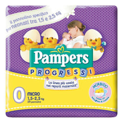 Pampers Progressi Micro Pannolini Taglia 0 (1,5-2,5kg) 24 Pezzi
