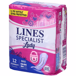Lines Specialist Lady Maxi  è un assorbente femminile concepito per offrire protezione e comfort per le donne che soffrono di ...