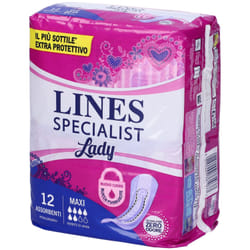 Lines Specialist Lady Maxi Assorbente Perdite Urina Sagomato 12 Pezzi
