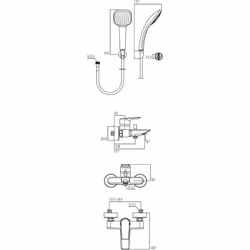 Miscelatore monocomando per esterno vasca/doccia. � dotato di raccordi ad S orientabili per interasse da 137 mm a 163 mm. Car ...
